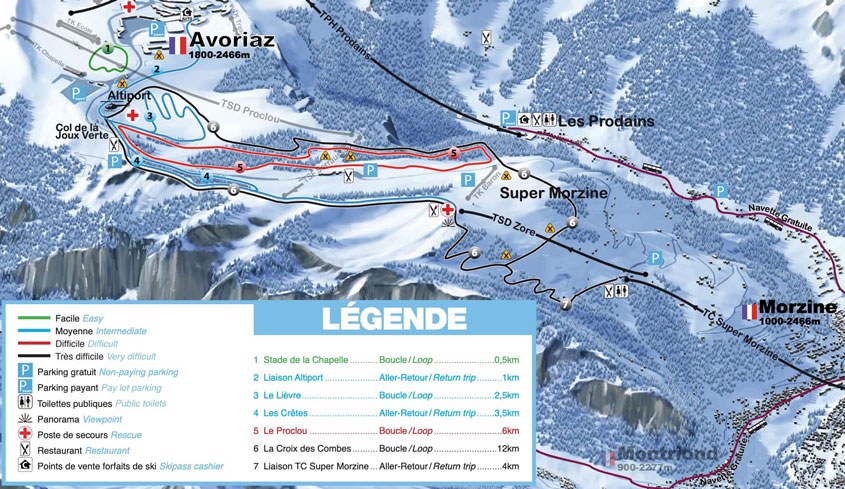 Morzine Piste Map Cross Country 1